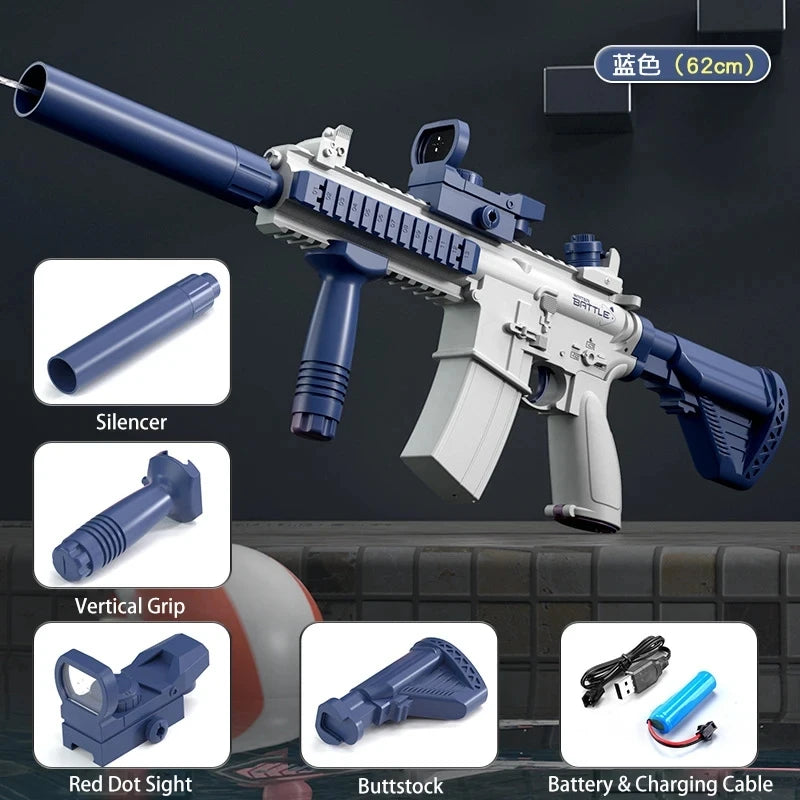 M416 Water Gun Electric Pistol Shooting Toy Full Automatic Summer Shoot Beach Outdoor Fun Toy for Children Boys Girl Adults Gift