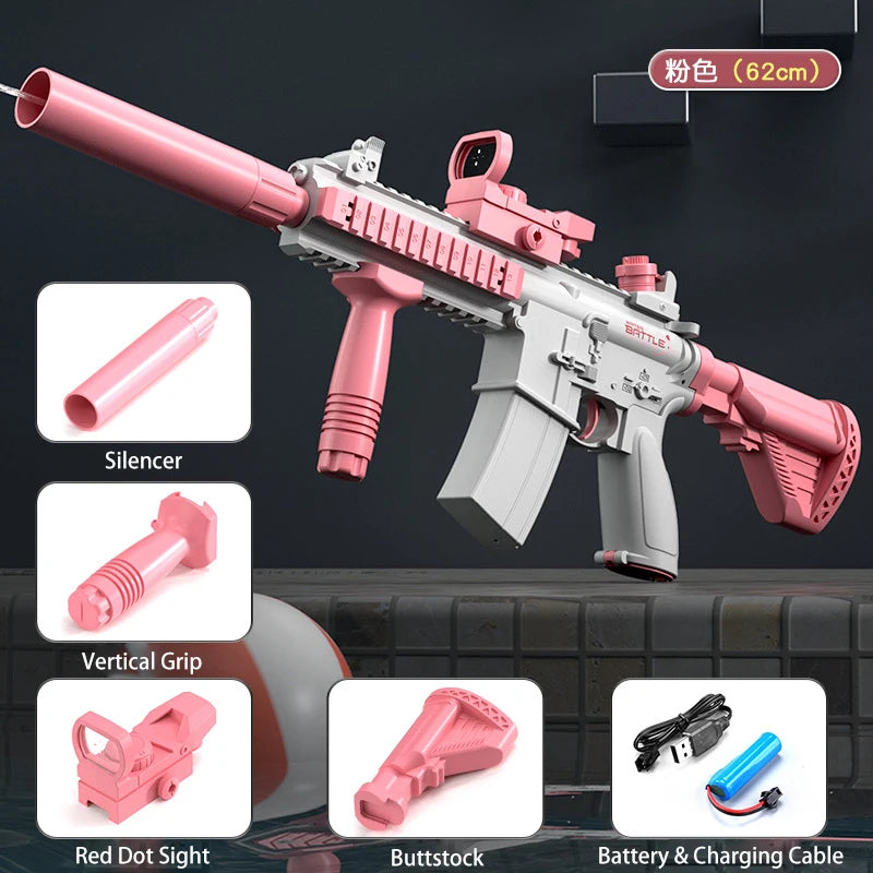 M416 Water Gun Electric Pistol Shooting Toy Full Automatic Summer Shoot Beach Outdoor Fun Toy for Children Boys Girl Adults Gift